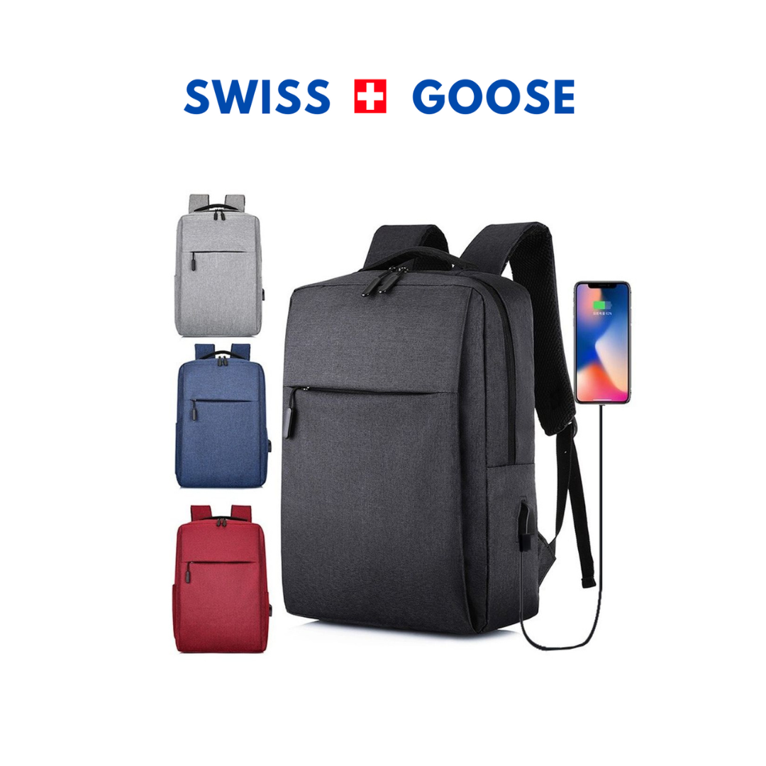 Swiss Laptop USB Backpack Grey