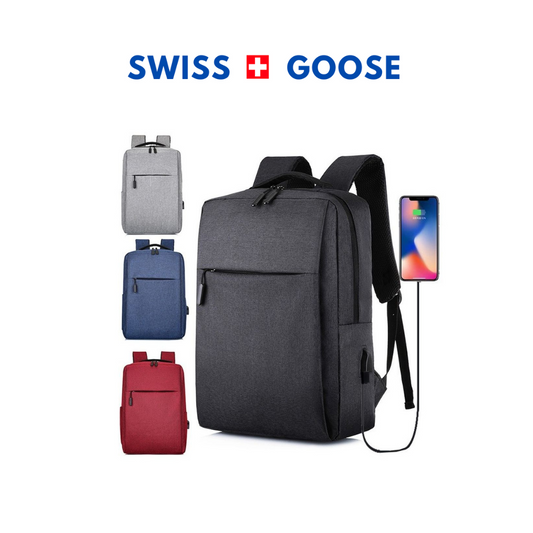 Swiss Laptop USB Backpack Red