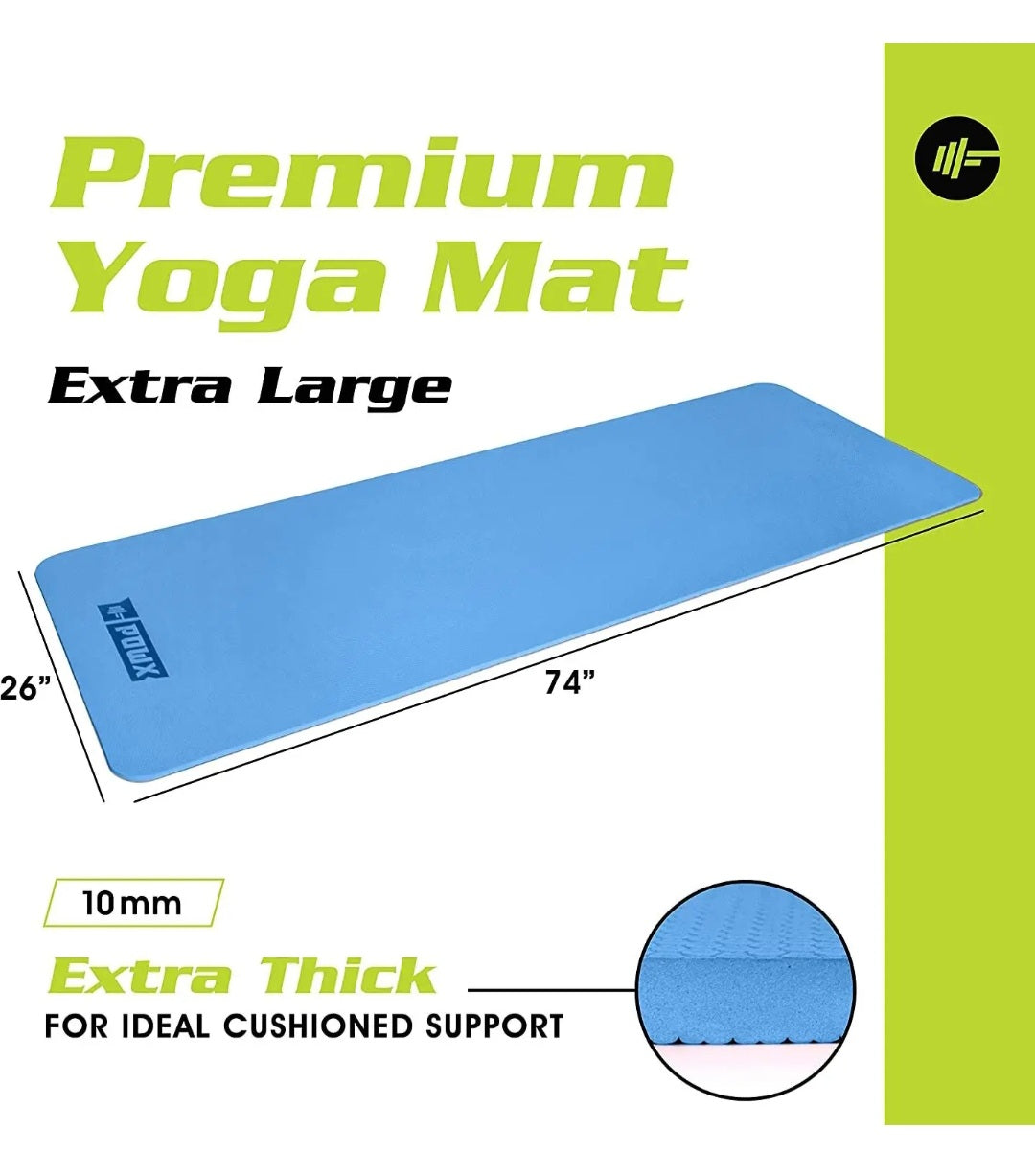 POWX Large Thick Premium Yoga Mat Green