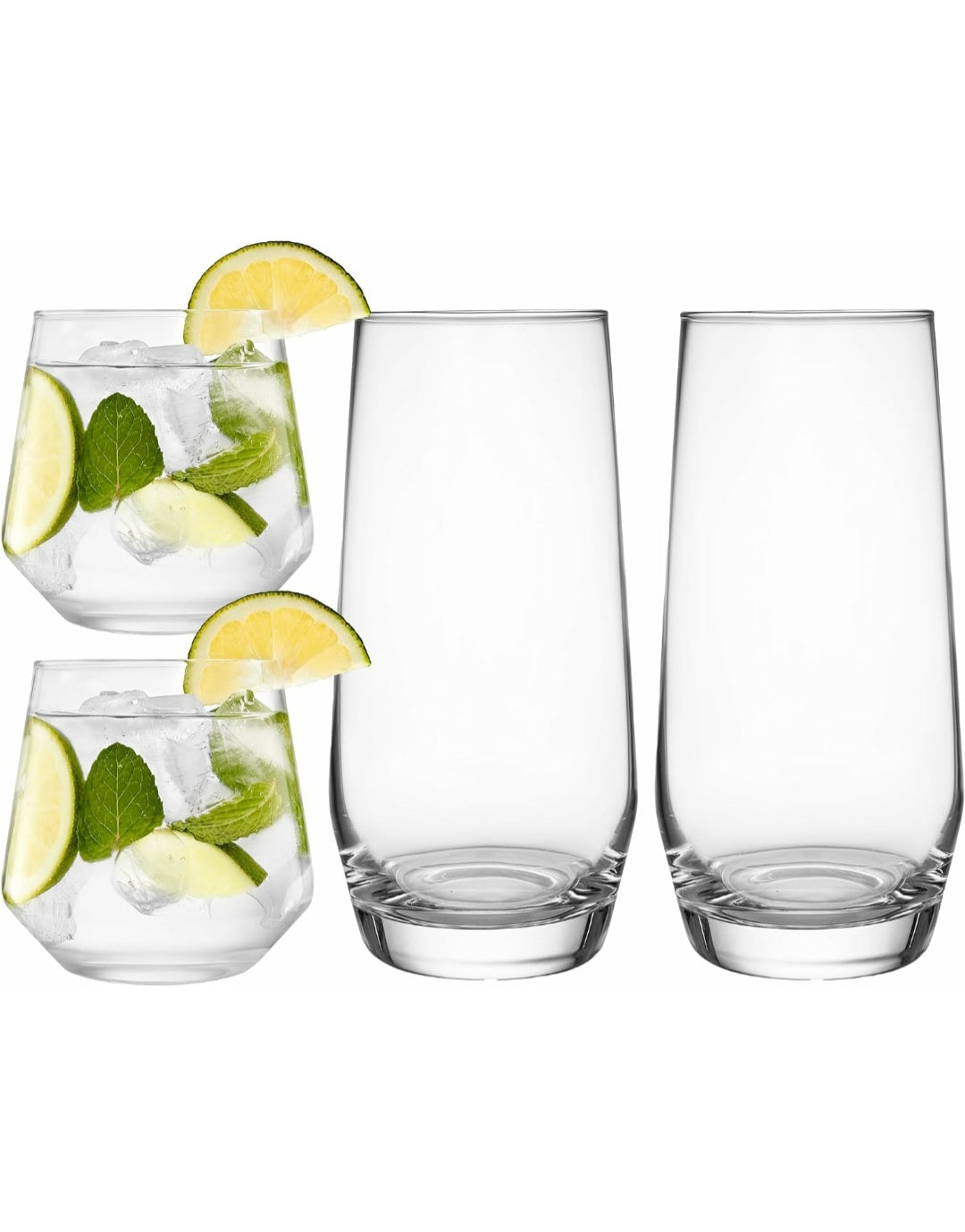 Kitchen Lux Glassware Set of 4 Two Tall Two Short