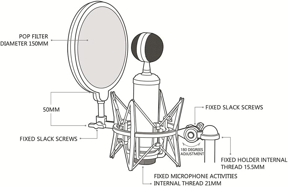 Microphone Shock Mount with Pop Filter SH101