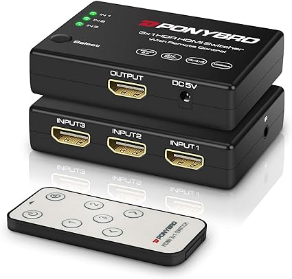 HDMI 4K 3 Port In 1 Port Out Switch Box 2.0 IR Remote