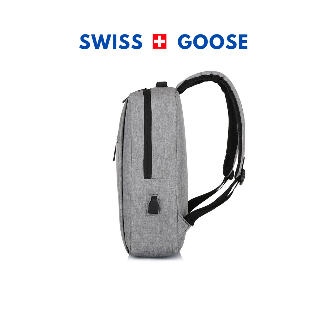 Swiss Laptop USB Backpack Grey