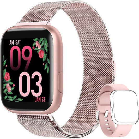 AIMIUVEI 1.4" Smart Watch Pink Touchscreen Waterproof Sports Health Watch 1.4 inch Screen