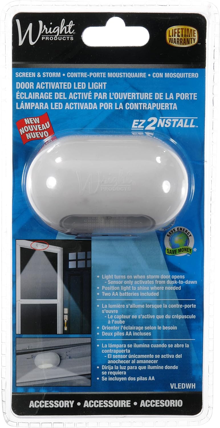 Wright Products VLEDWH Screen Door Light White