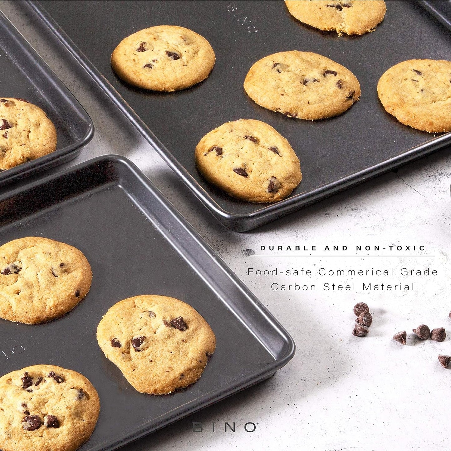 Bino Cookie Baking Sheet Set of 3 Non Stick Gunmetal