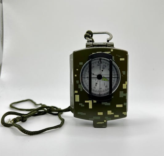 Military-Style Compass with Bubble Level and Carrying Case