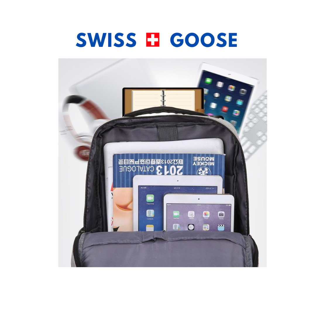 Swiss Laptop USB Backpack Grey