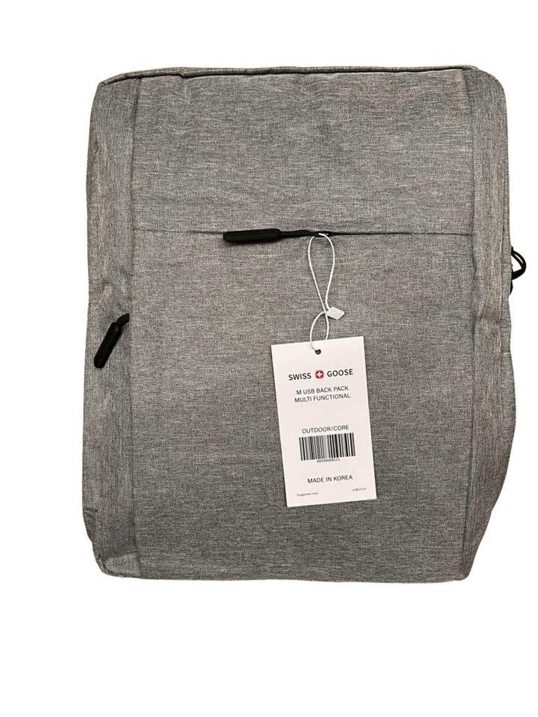 Swiss Laptop USB Backpack Grey