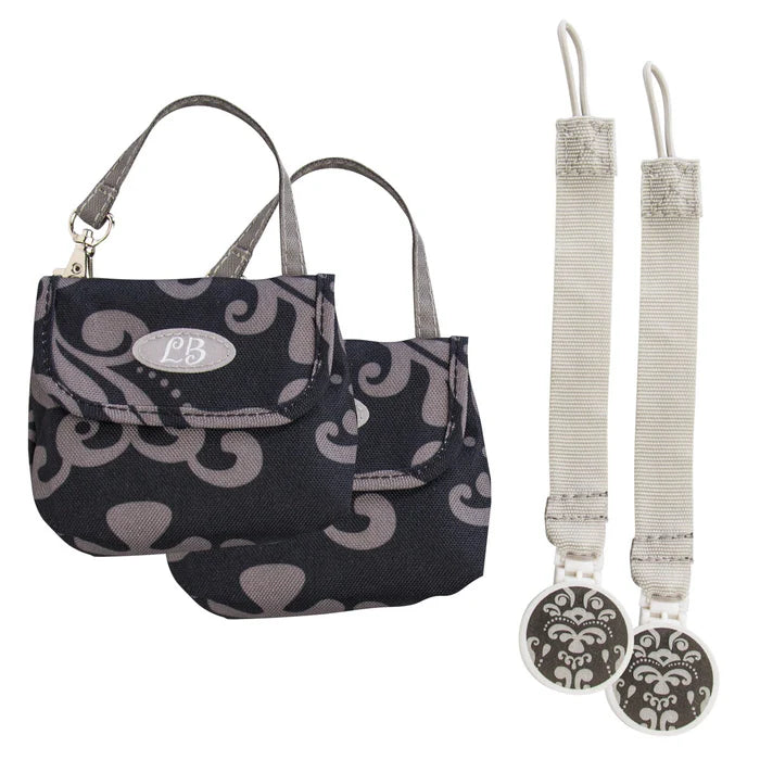 Lillybit Baby Pacifier Pouch and Strap Clip 2 Pack