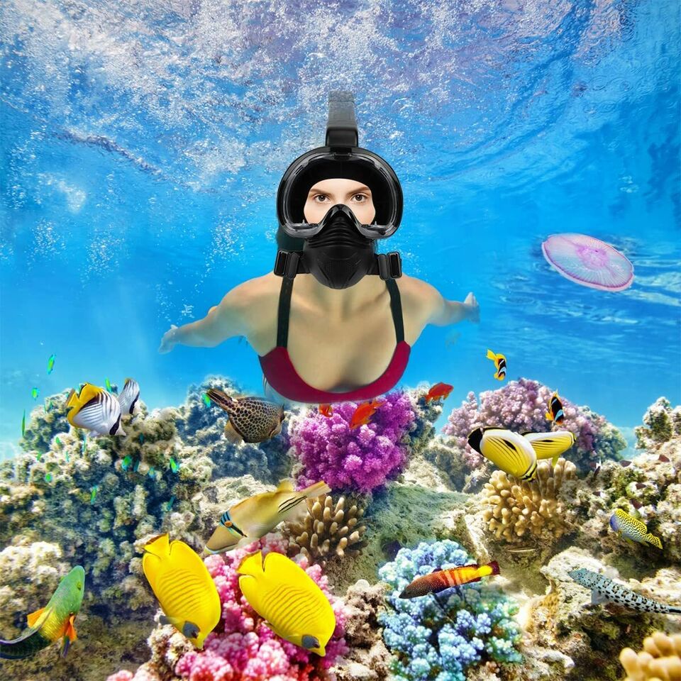 Snorkel Mask Full Face Panoramic View SZ L/XL